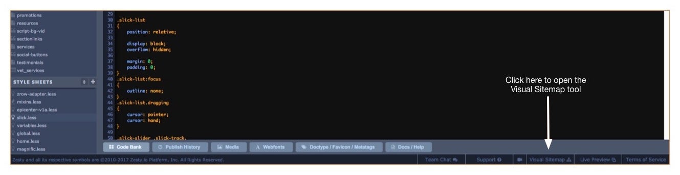 how to use the visual sitemap tool developers